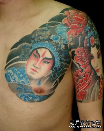 纹身图案—超经典半胛京剧人物脸谱纹身图案（精品）