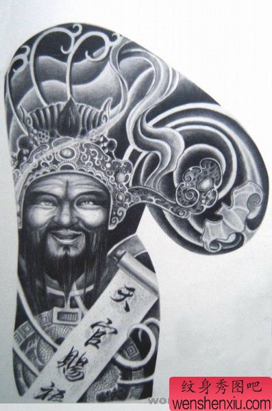 中国印之半胛财神爷天官赐福纹身手稿图案图片