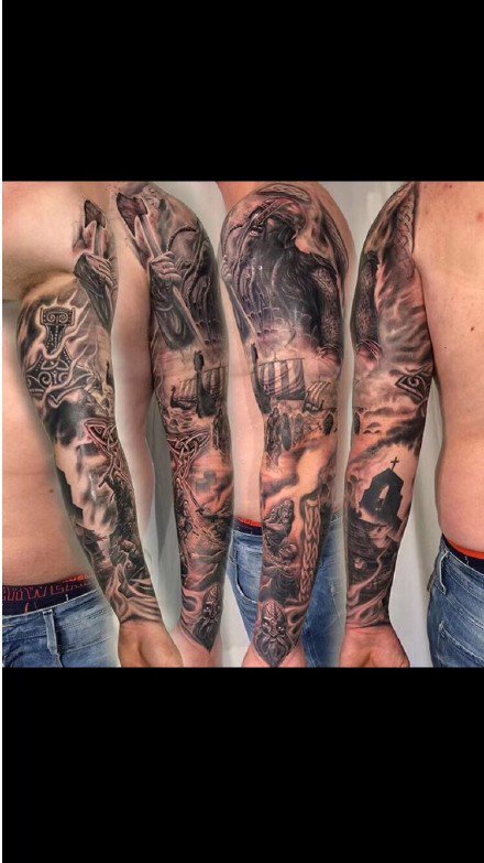 9组欧美写实风格的大花臂纹身作品