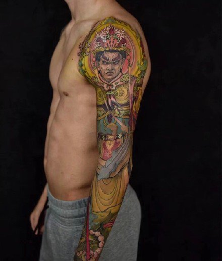 中式传统风格花臂纹身图案作品9张