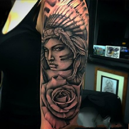 印第安女郎的一组9张纹身图案作品欣赏