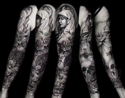 国外的欧美大花臂写实纹身图案作品9张