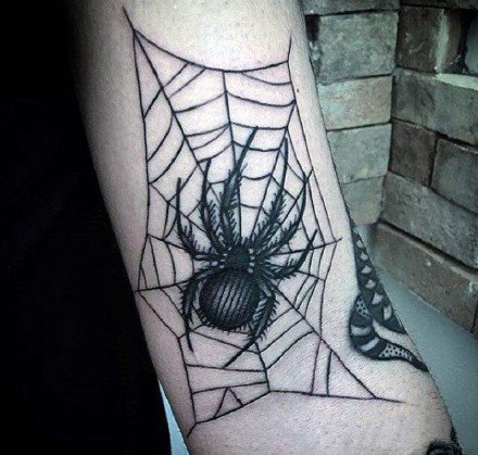 个性的黑色蜘蛛网相关的纹身图案9张
