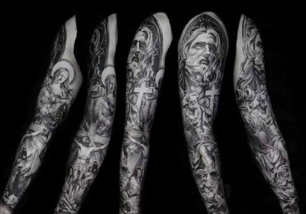 国外的欧美大花臂写实纹身图案作品9张