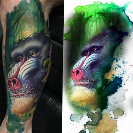 水彩动物纹身--几张逼真的重水彩老虎等动物纹身图案