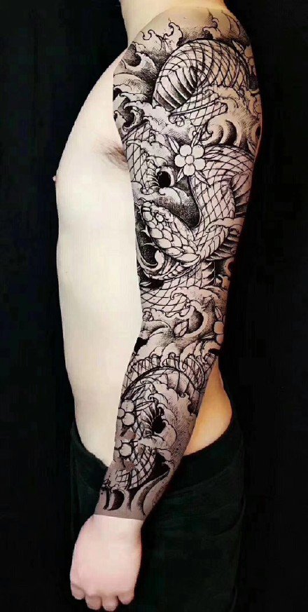 大黑花臂纹身--一组7张精品大黑花手臂纹身图案