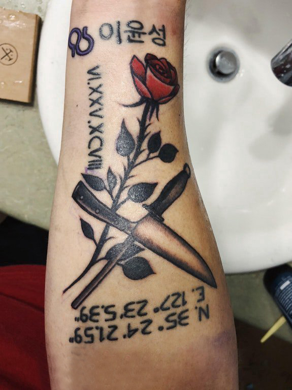 玫瑰纹身图 女生手臂上玫瑰纹身图片