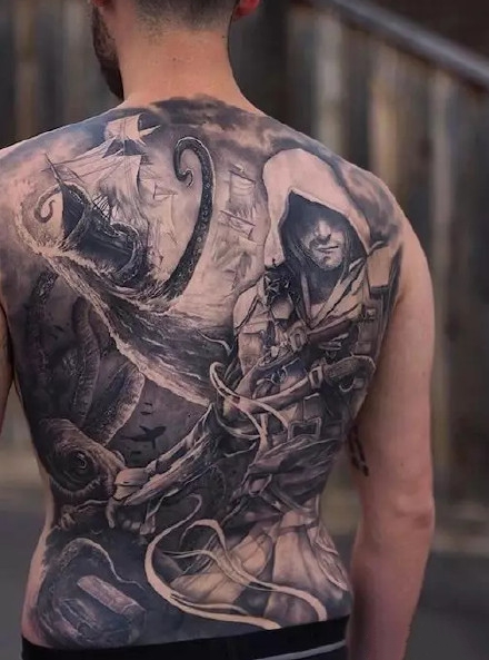一组男性霸气满背纹身刺青图案图片