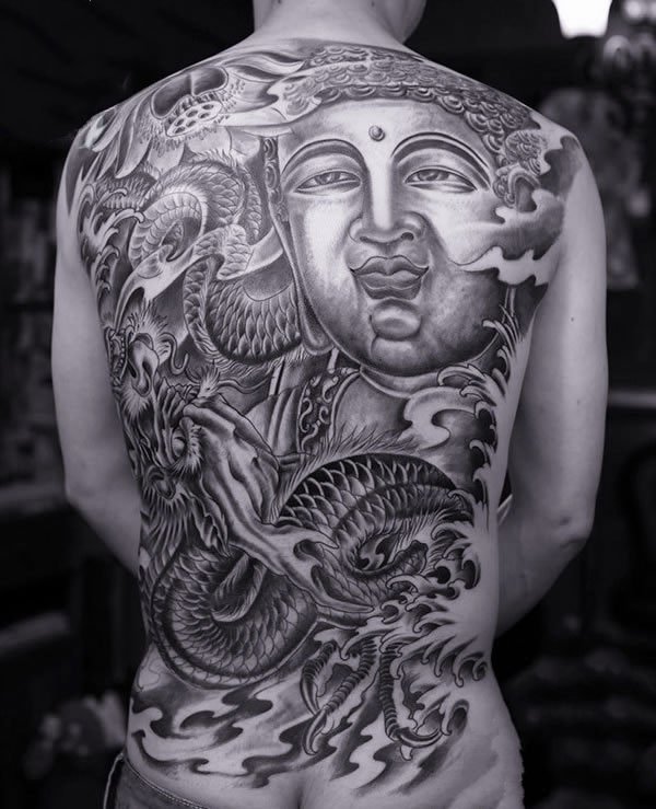 佛像满背纹身图案-20张传统佛像满背纹身图片