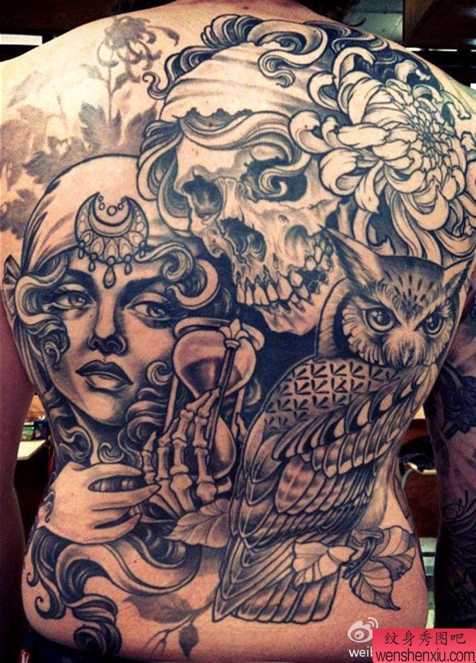 纹身馆推荐一幅个性流行的满背纹身图案